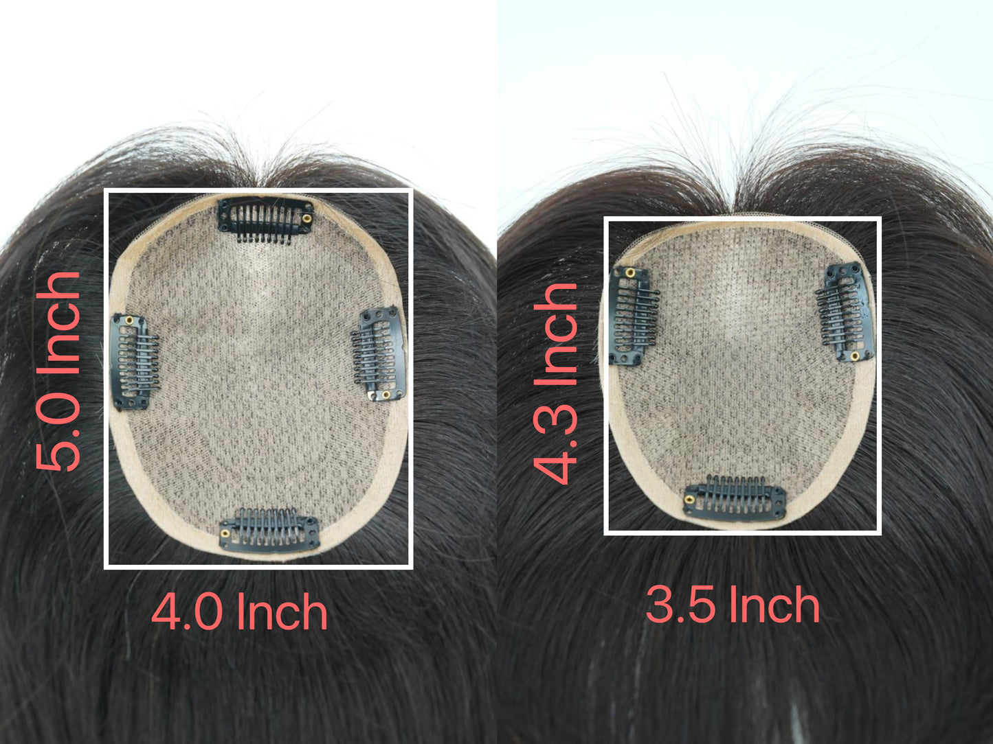 4.3" *3.5" Base Natural Silk Top Human Hair toppers for womens toupee half wigs top hair pieces