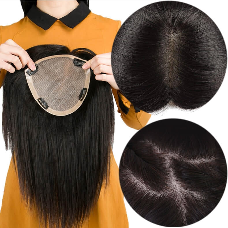 6.3*6.3 Silk Top Human Hair toppers for women toupee half wigs top hai ...
