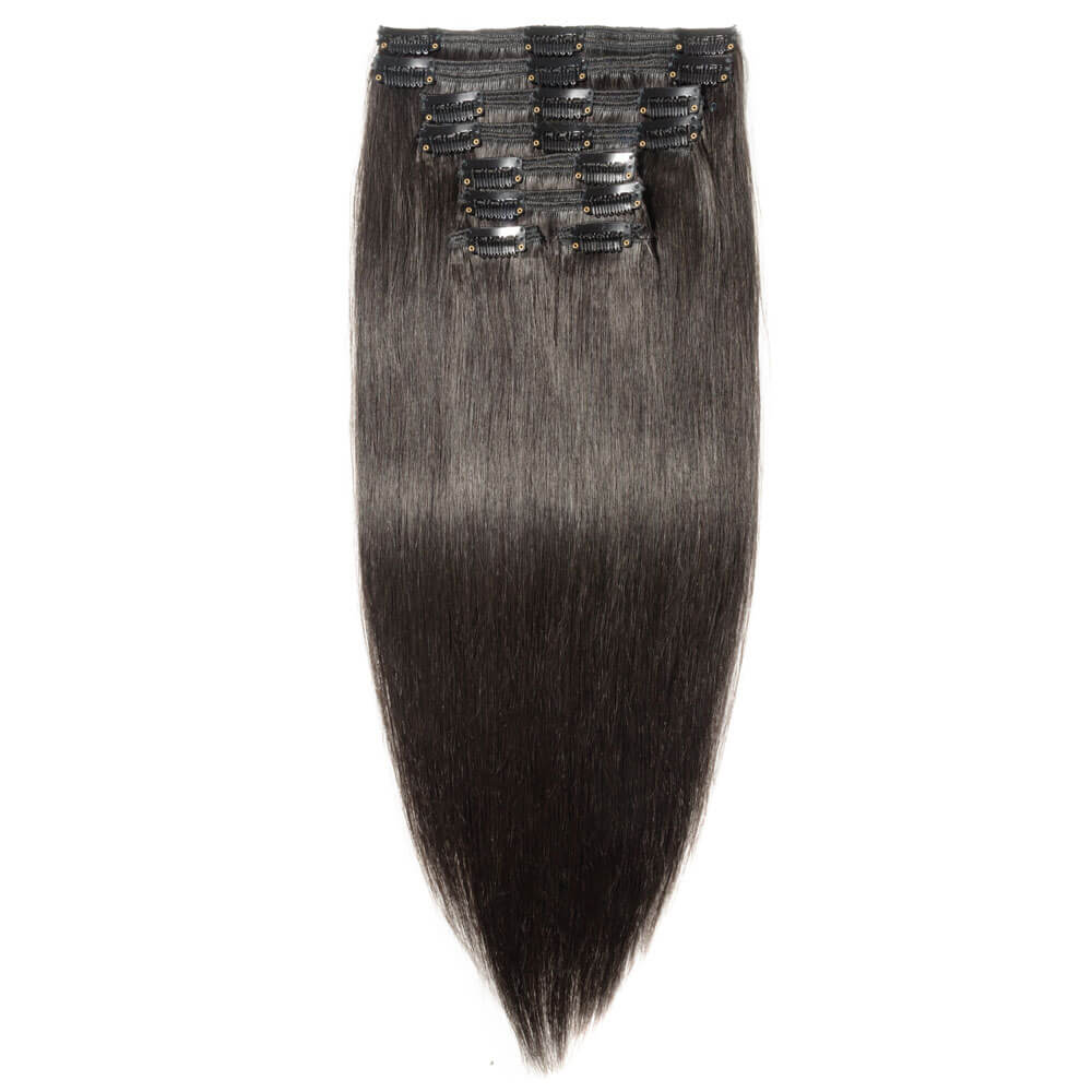 1B Natural Black 20 Clip In Hair Extensions